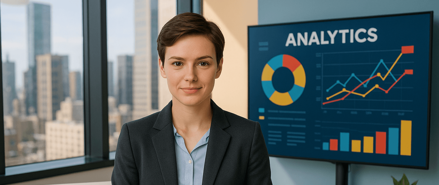 AI marketing dashboard with Dutch company data, charts show 96% adoption and ROI statistics